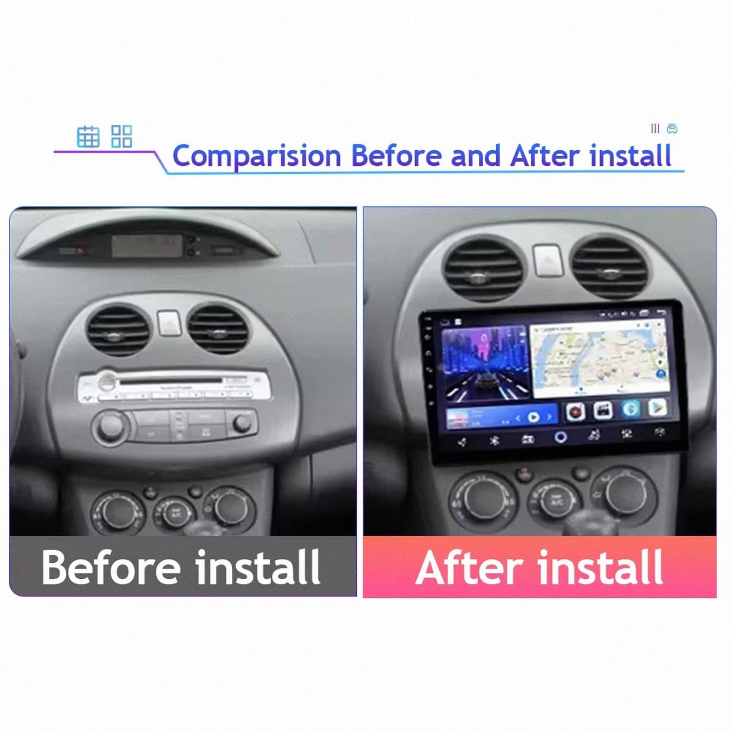 Autonavigation Car Radio Multimedia Player für Mitsubishi Eclipse Spyder 2005-2012 mit Bluetooth Fm Radio, Mirror Link, USB, Aux, WiFi mit Bluetooth Mirror Link Am, 4 Kern 2G+32G