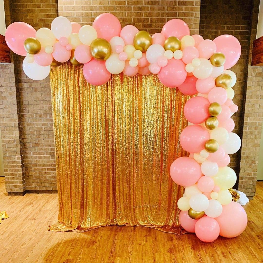 Gold Sequin Backdrop Curtain 5ft x 8ft Glitter Curtain for Birthday Party Photography Backdrop Drape