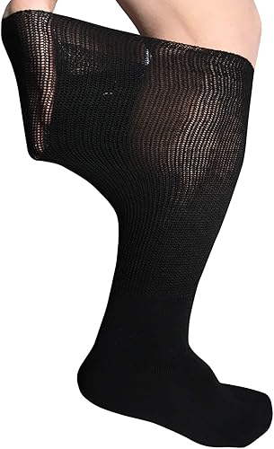 Miniatura 5 de Calcetines diabéticos extra anchos para linfedema, calcetines bariátricos no vinculantes hasta la rodilla para edema hinchado, pies fundidos,