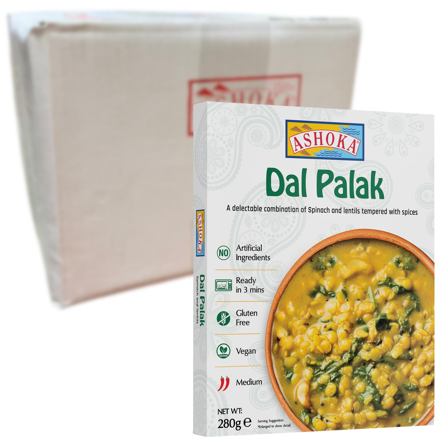 ASHOKA - Dal Palak Instantáneo - 20 X 280 GR - Multipack
