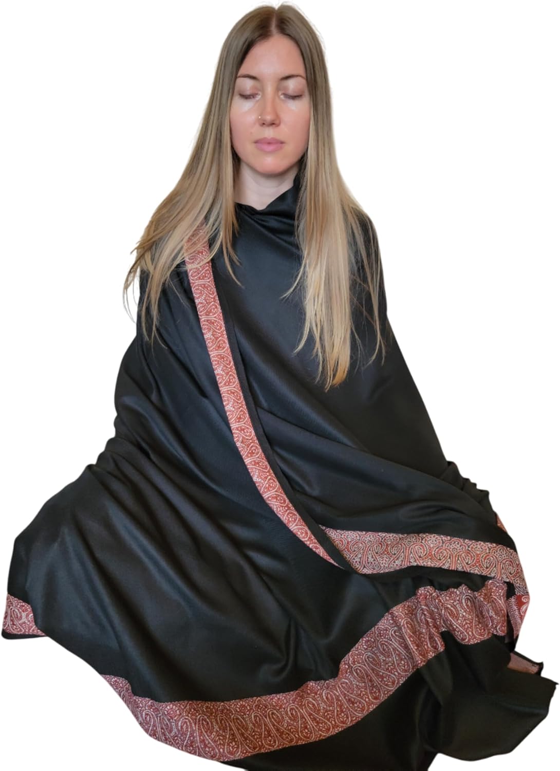 Om Shanti Crafts Soft Premium Wool Blend Meditation Shawl - Large Unisex Prayer Wrap, Oversize Scarf & Versatile Blanket - Image 8