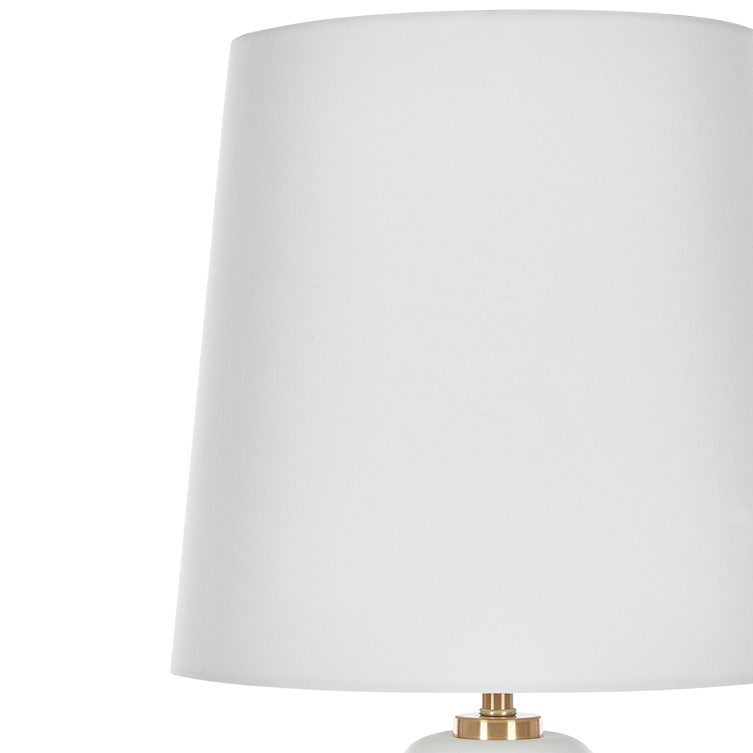 Moderne Tischleuchte Stahlsockel Stoff-Lampenschirm 80 cm weiß / gold Frio