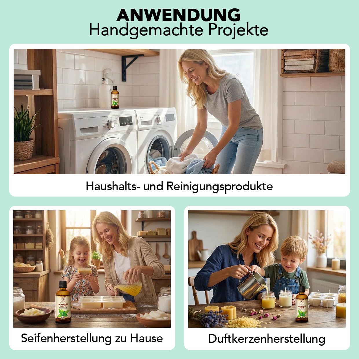 Ätherisches Öl Der Japanischen Minze 2x100 ml - Mentha Arvensis - Reines Ätherisches Minze Öl - für Diffusers und Duftlampen - Frischer Aroma - Minzduft - Aromakerze - Lufterfrischer - Aromatherapie
