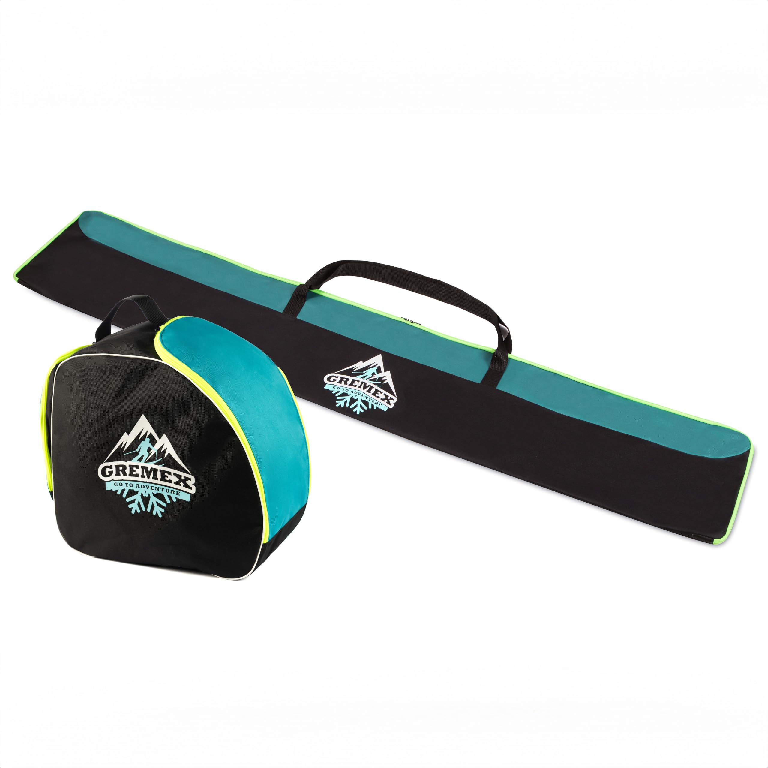 Set Sac de Ski et Sac pour Chaussures - Sac de Ski Robuste - Set Housse de Ski - Sac imperméable pour Chaussures de Ski avec Casque - Housse de Ski pour 1 Paire de Skis - Accessoires de Ski