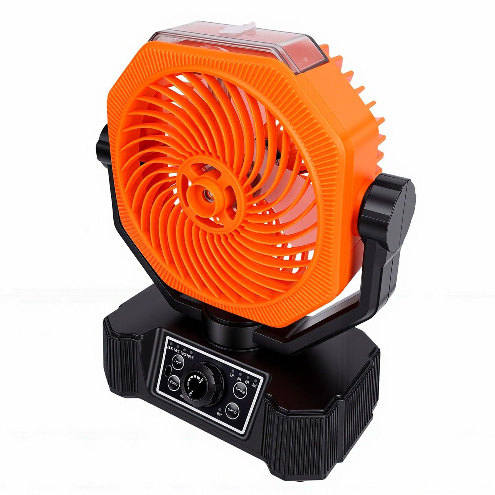 Ventilatore Nebulizzatore da Campeggio 10000mAh Ventilatore Oscillante Automatico Alimentato a Batteria con Luce LED, 8 velocità e Timer 1-8H per Ufficio da Viaggio in Giardino