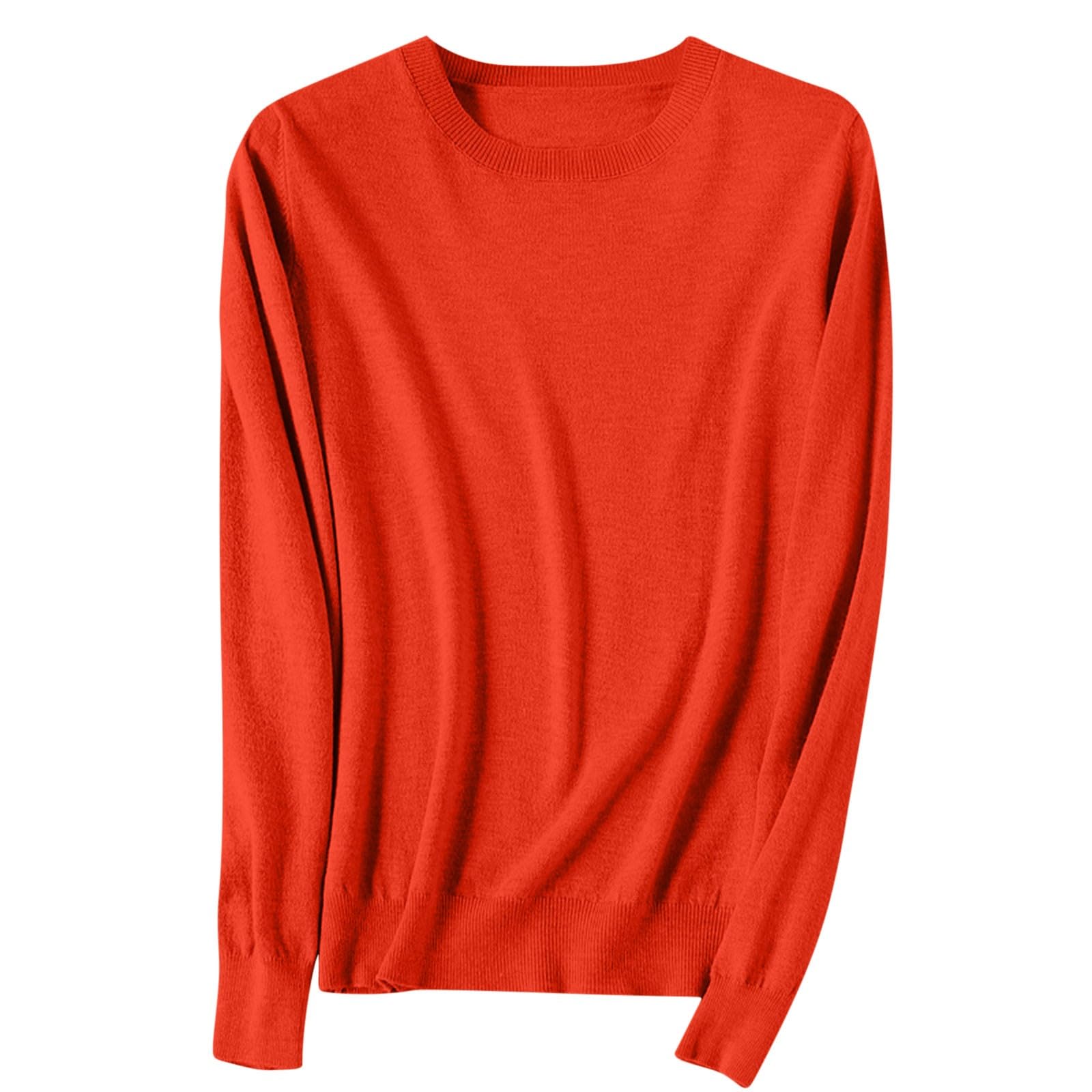 Fall Light Sweaters for Women Crew Neck Casual Knit Soft Cotton Pullover Sweaters Lightweight Long Sleeve Jumper Tops