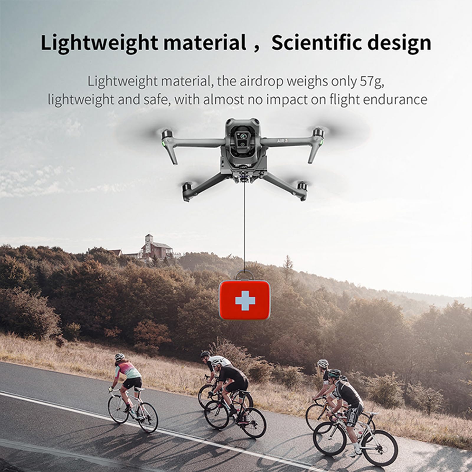 Système de largage de drone LICHIFIT avec interface à trou de vis 1/4 pour DJI Air 3 - Dispositif de transport, de livraison et de largage de charge sensible à la lumière