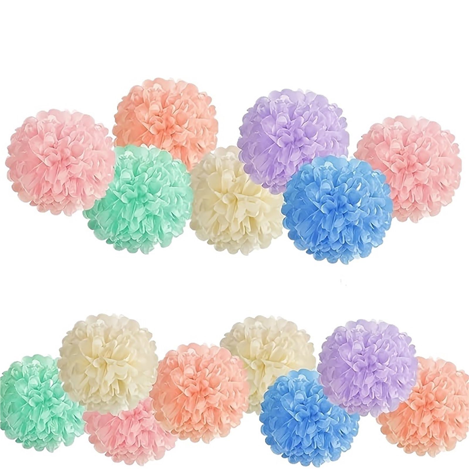 Paper Pom Poms Decorations 15pcs Tissue Pom Poms - Pink, Blue, Green, Yellow, Purple More Colorful Paper Flower Decorations for Parties(Colorful)