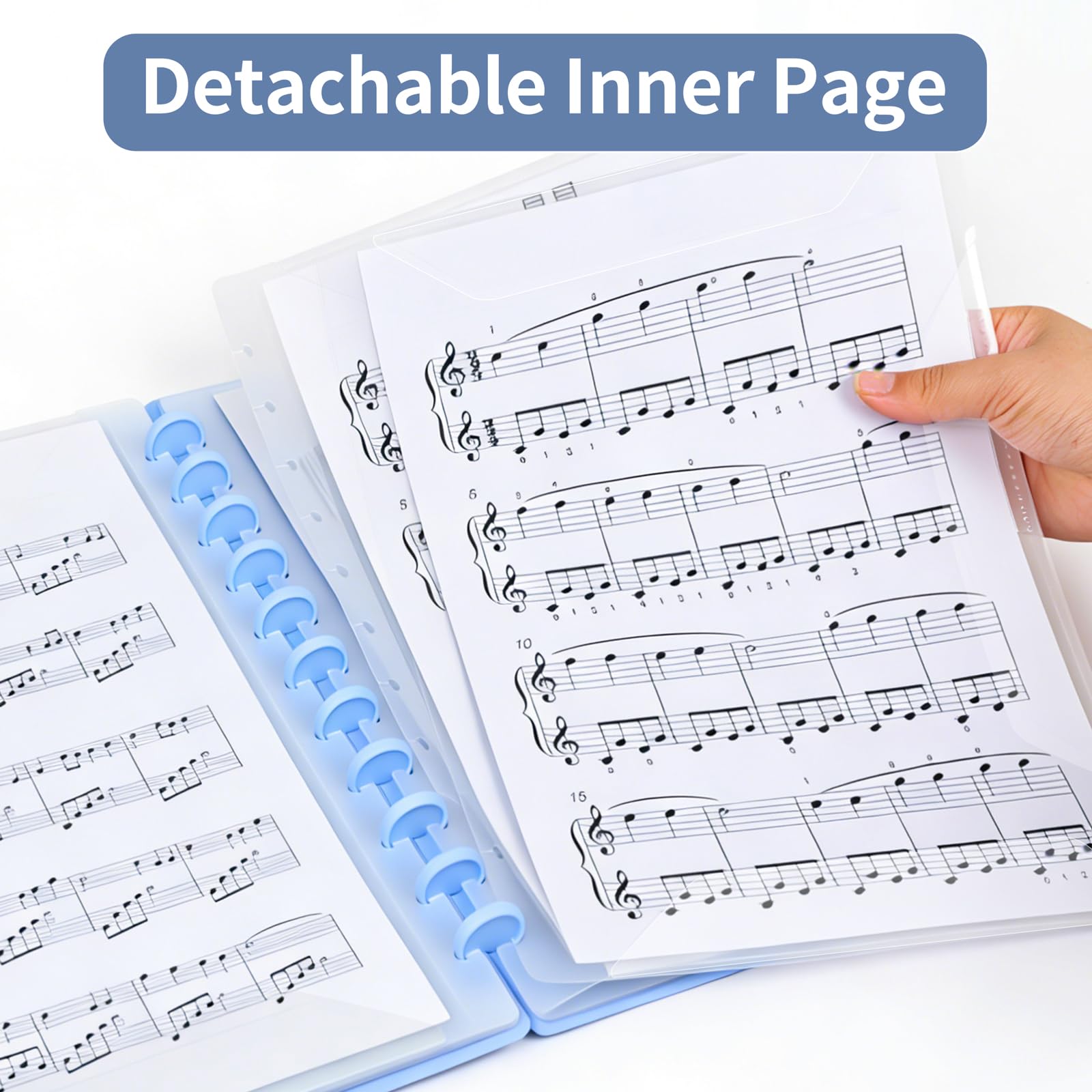 DONGLI Cartella per Spartiti Musicali A4,20 Pagine Raccoglitore Porta Spartiti Musicali(Blu)