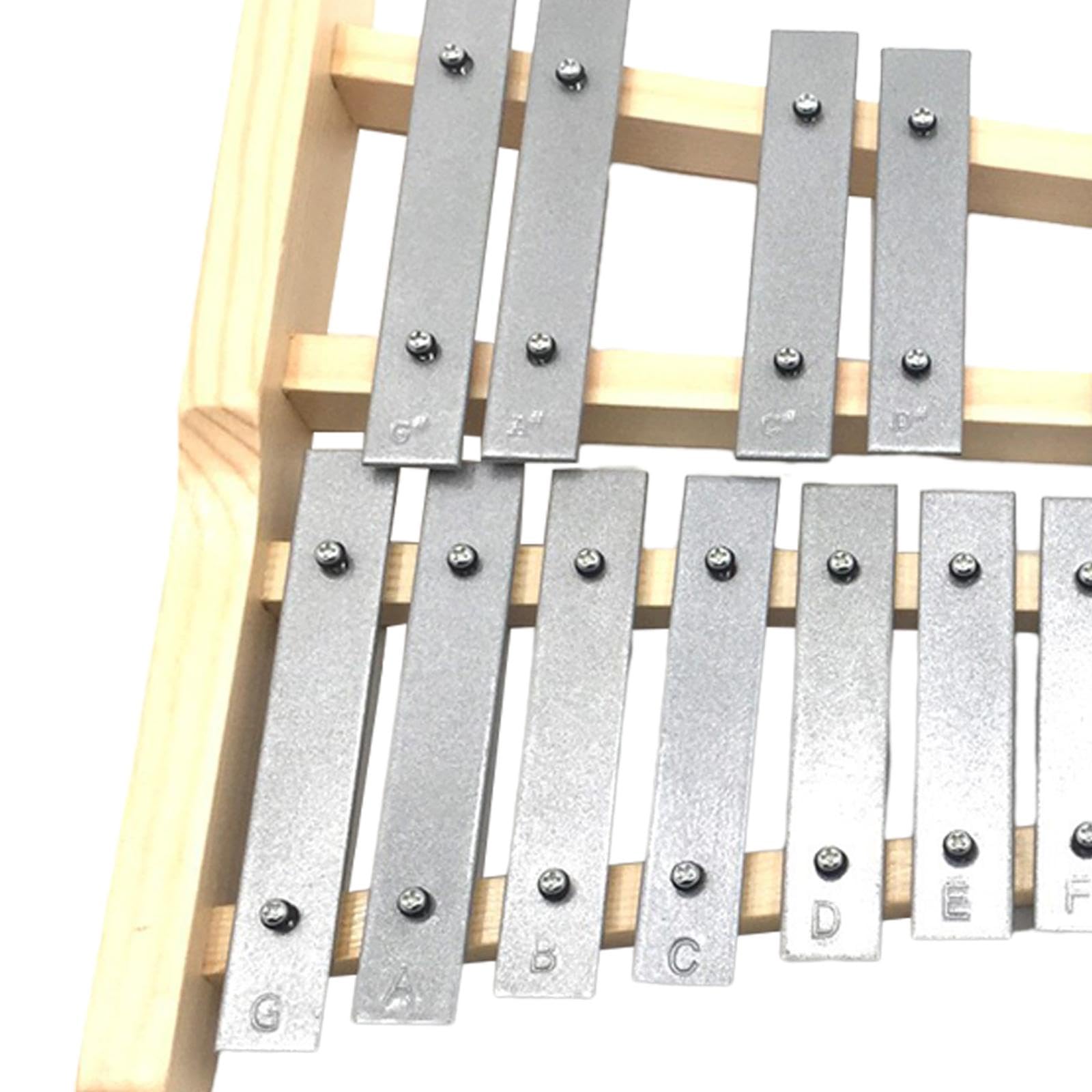 Glockenspiel Compact Professionnel à 25 Notes pour Enfants et Adultes, Cadre En Bois, Portable