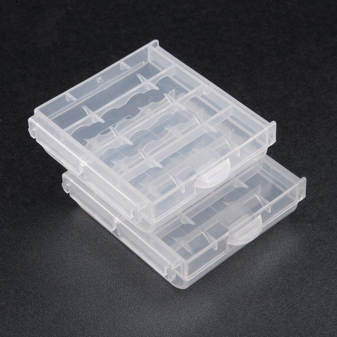 2 x Batterie-Aufbewahrungsbox, transparent, 4 AA-Batterienkapazität