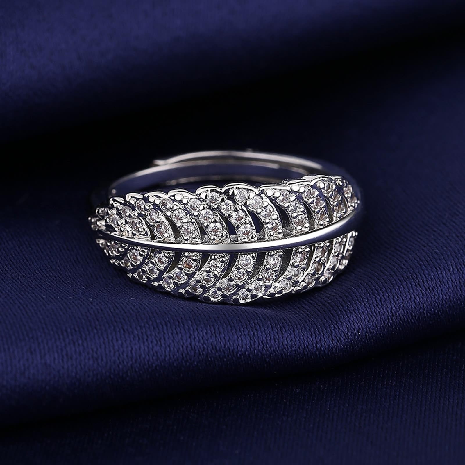 Obrączka ślubna kobiety białe złoto pierścionki dla kobiet 18K laboratorium diament liść z cyrkonią rozmiar H 1/2 moda dla pań biżuteria na ukończenie szkoły