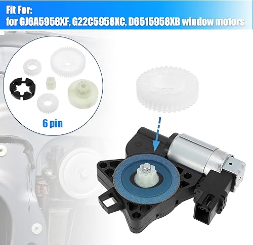 Miniatura 4 de X AUTOHAUX Kit de reparación de engranajes de motor de regulador de elevalunas eléctrico de 6 piezas para Mazda 3 5 6 CX-7 CX-9 RX-8 GJ6A5958XF Kit