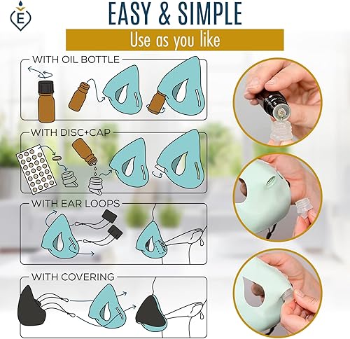 Miniatura 4 de EsScents - Máscara perfumada con inhalador de aromaterapia, difusor personal de aceites esenciales, máscara inhaladora de aceite esencial discreta,