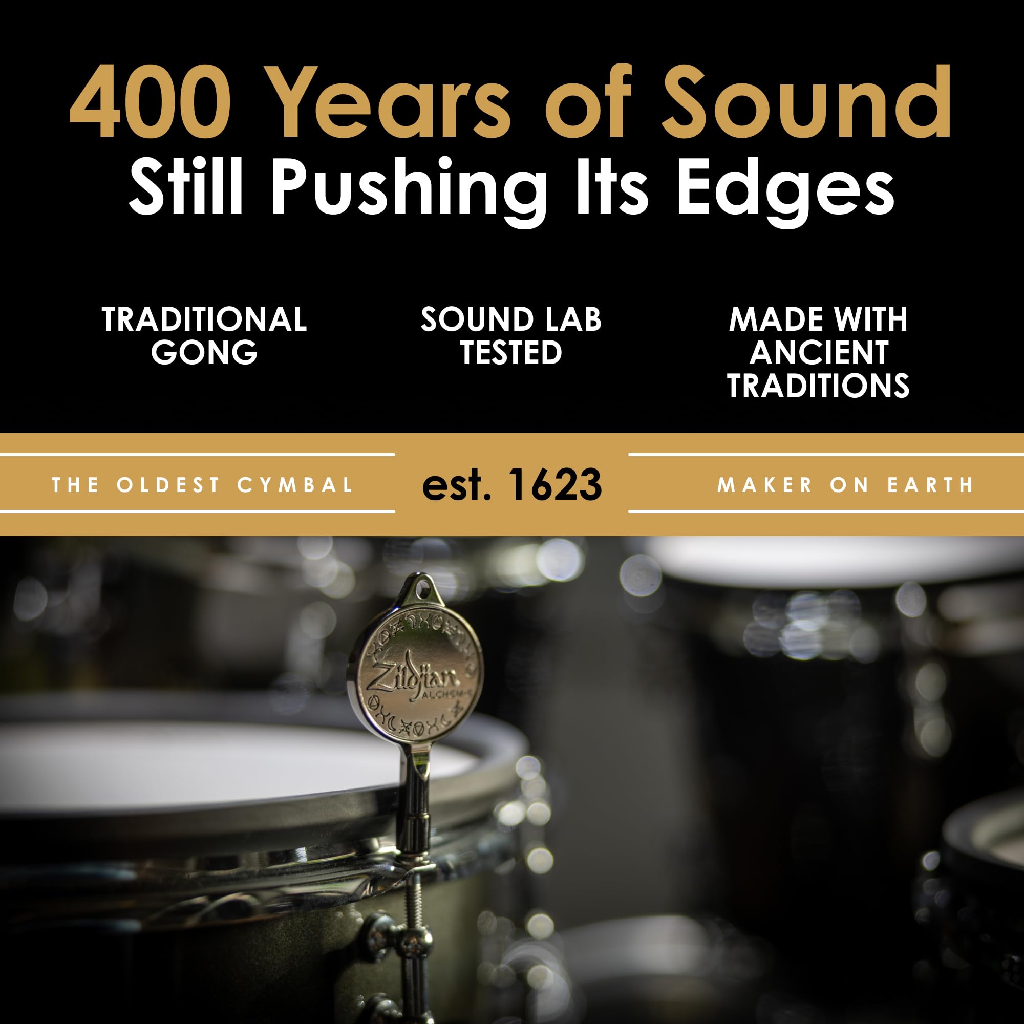 ZILDJIAN - P0565-12" TRAD. GONG AND STAND SET, Set Composto da Gong da 12", Supporto e Mallet, Progettato per Essere Suonato ed Esposto
