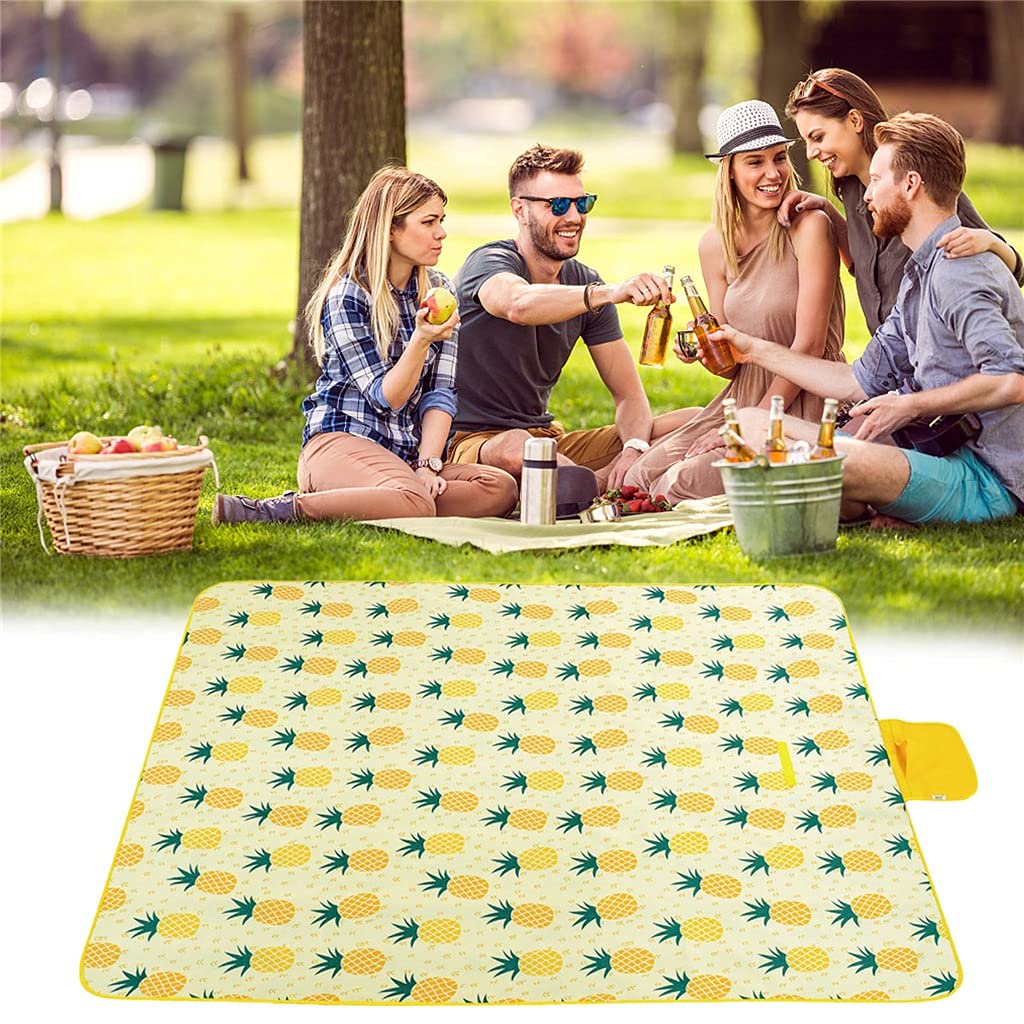 Questa Coperta da Picnic per Esterni, Tappetino da Campeggio Pieghevole, Cuscino da Picnic Impermeabile, Tappetino da Spiaggia a Forma di Ananas (Nome Colore: A, Nome Dimensione: 145 x 80 cm