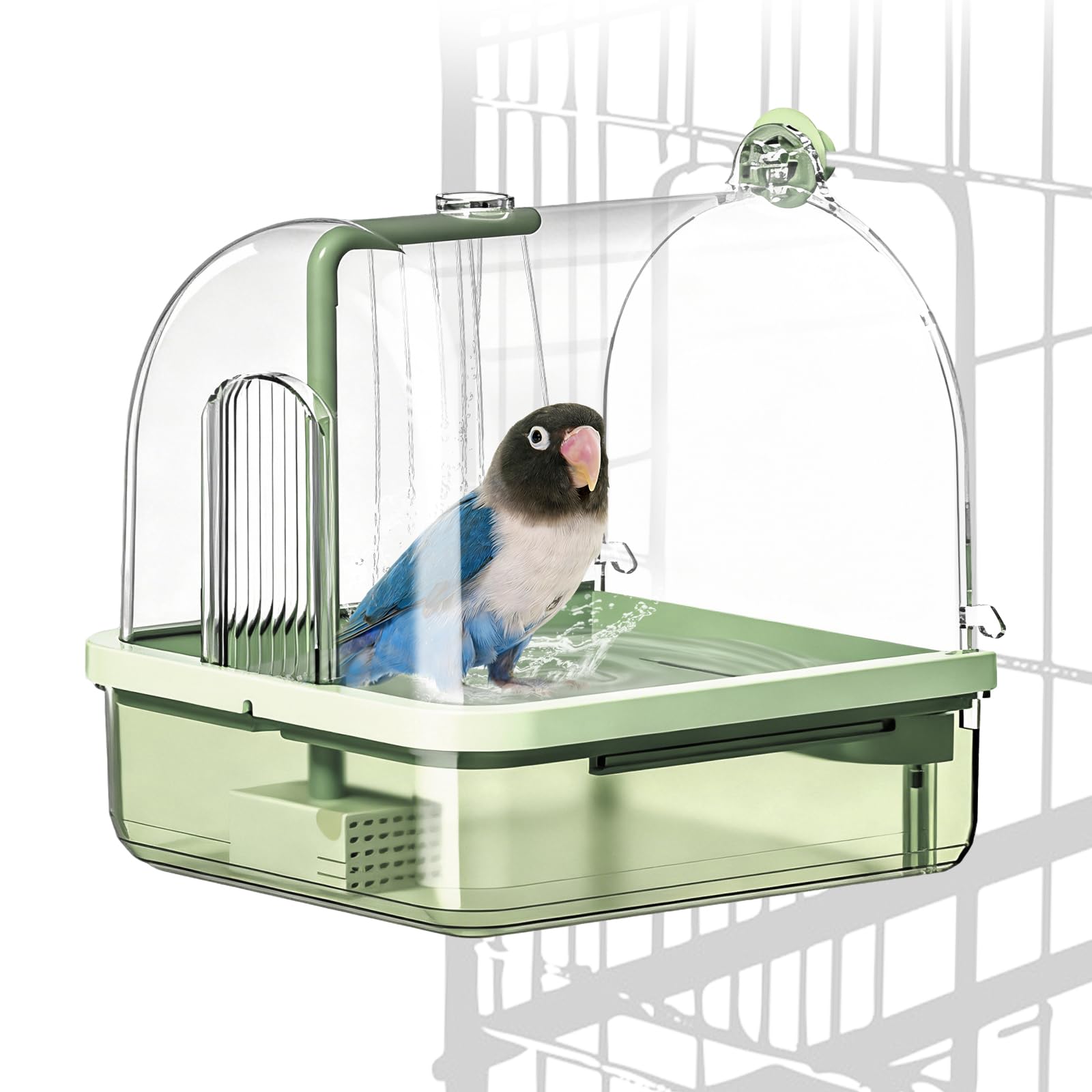 Automatische Vogeltränke für Käfig, automatisches Sittichbad mit Pumpe, Filter, Vogeldusche für den Innenbereich, mit fließendem Wasser, für Haustiere, Vögel, Wellensittiche, Nymphensittiche