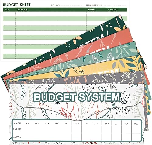 UpUGo Paquete de 6 sobres de efectivo para sistemas de presupuesto, impermeables, reutilizables, hojas de presupuesto incluidas, varios colores