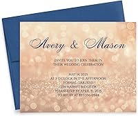 Vista 1 de Invitaciones de boda de champán personalizadas, invitaciones de ceremonia de boda con clase personalizadas, modernas, tu elección