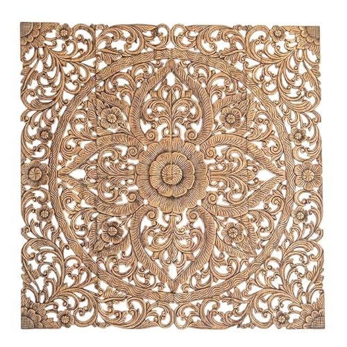 Balinese Hand Carved King Size Bed Headboard Reclaimed Wooden Panels Artwork Handmade Painted in Chiang Mai Thailand 72 Inches