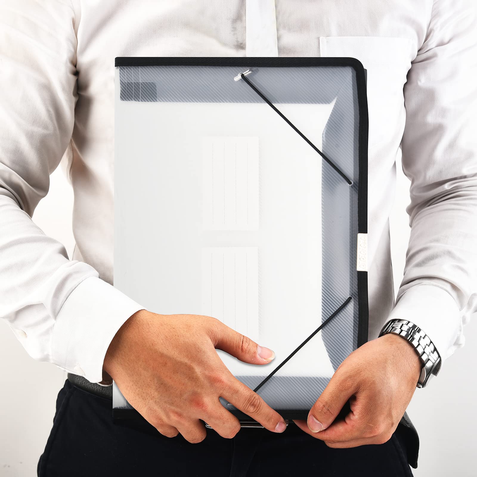 Carpeta de archivos expandible organizador de documentos con solapa y cierre de cable, transparente impermeable, expansión de 2,8 pulgadas, letra A4 para organización, paquete de 5