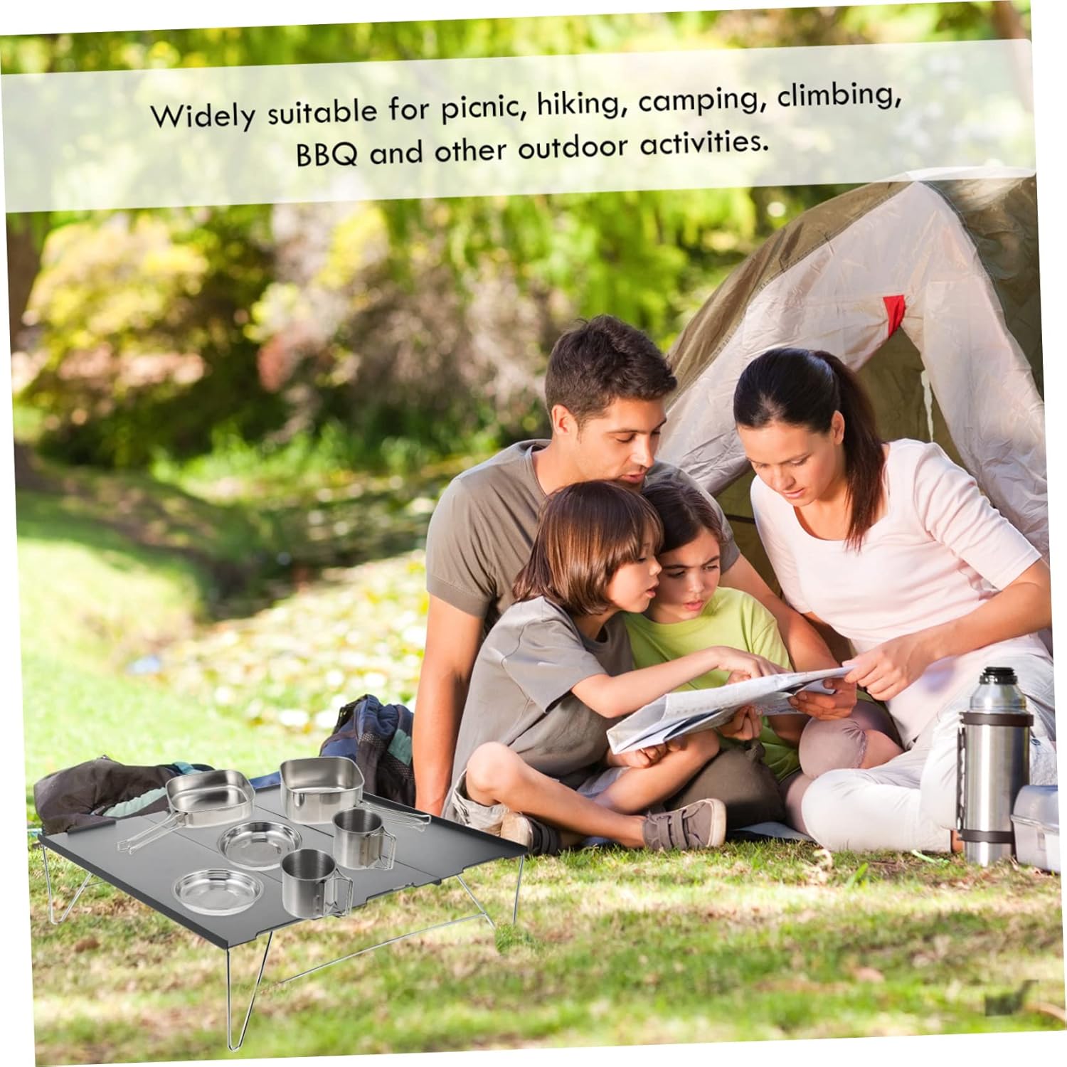 Totority Complete Camping Cookware Set 6-Piece Picnic Utensils for Outdoor Cooking Easy Clean Stainless Steel