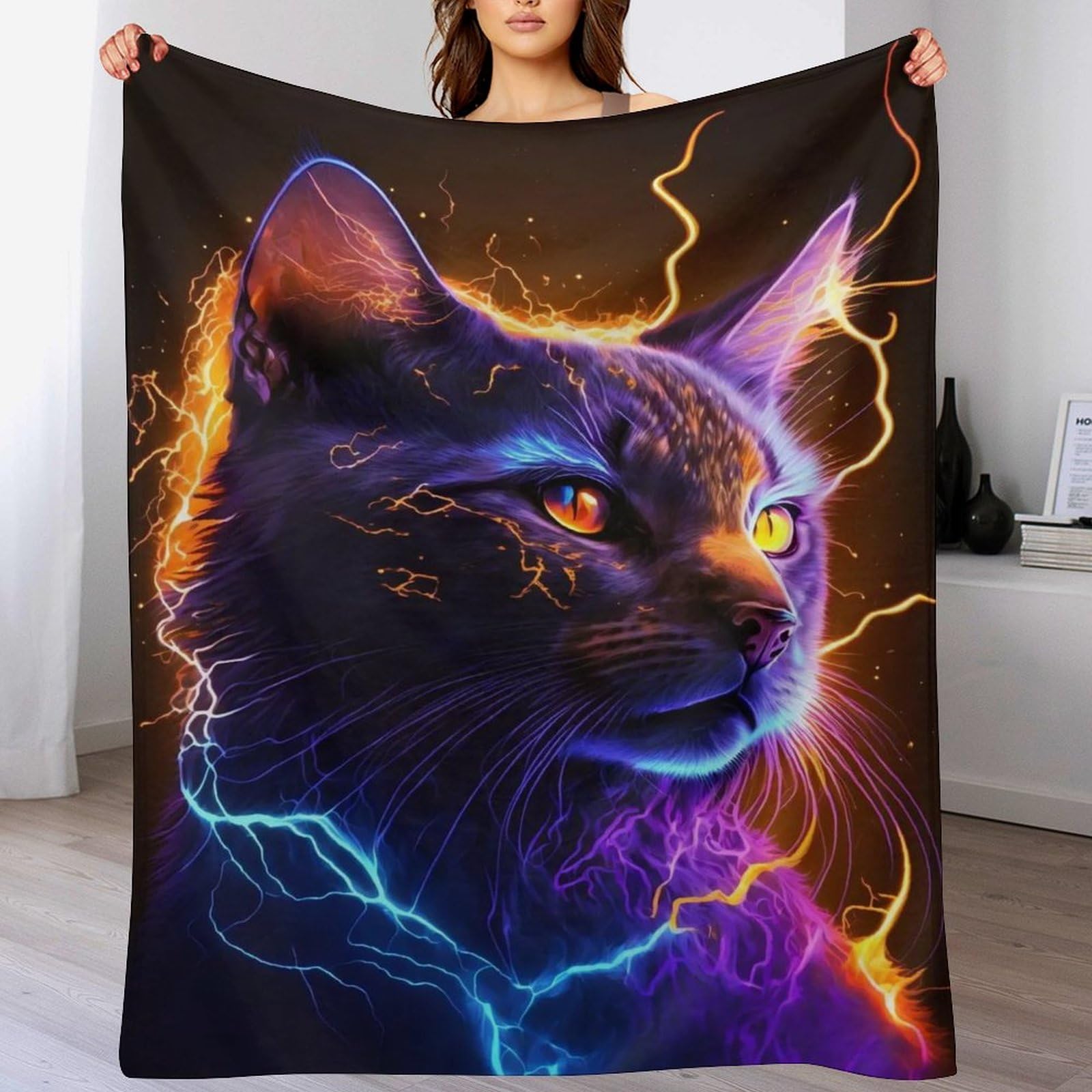 GGJJTT Star Cat Throw Blanket Flannel Blankets Soft Warm Printed Blanket for Bed, Couch And Sofa for Kids Teen Young Boys Girls,150×200cm