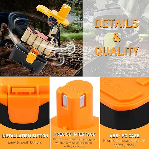 Miniatura 4 de Paquete de 2 P100 de repuesto para batería y cargador Ryobi de 18 V compatibles con herramientas eléctricas Ryobi de 18 V, repuesto para