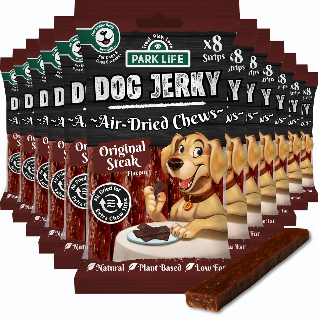 PARK LiFE Dog Jerky Original Steak Flavour, Dog Treat, Puppy Training Snack, 12 x 70g