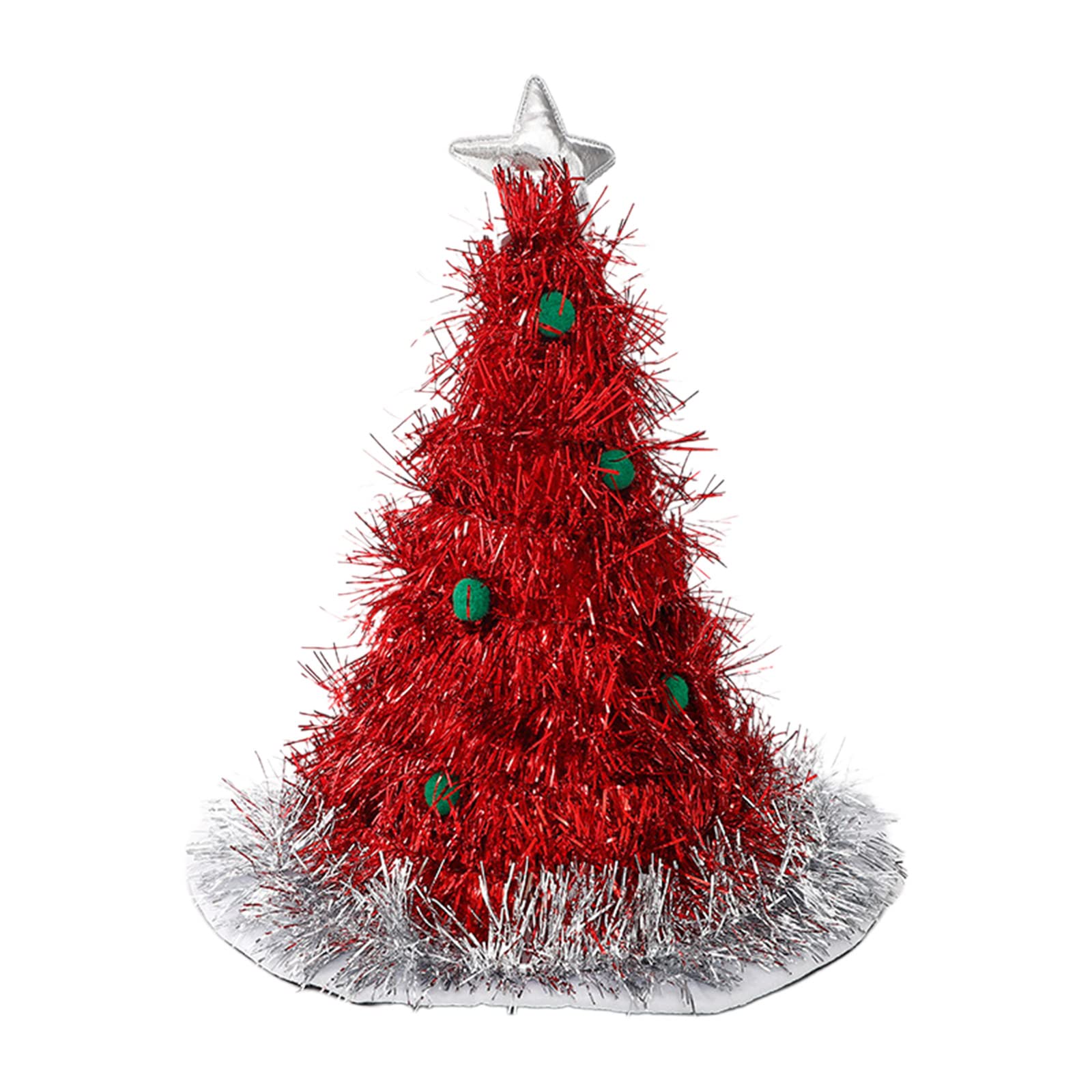Tsophreniq Tinsel Christmas Tree Hat Green Hat Funny Santa Hats Cosplay Party Costume for Adult for Adult Knitted Hats Adults Colorful Windproof Funny Adults Cosplay Santa