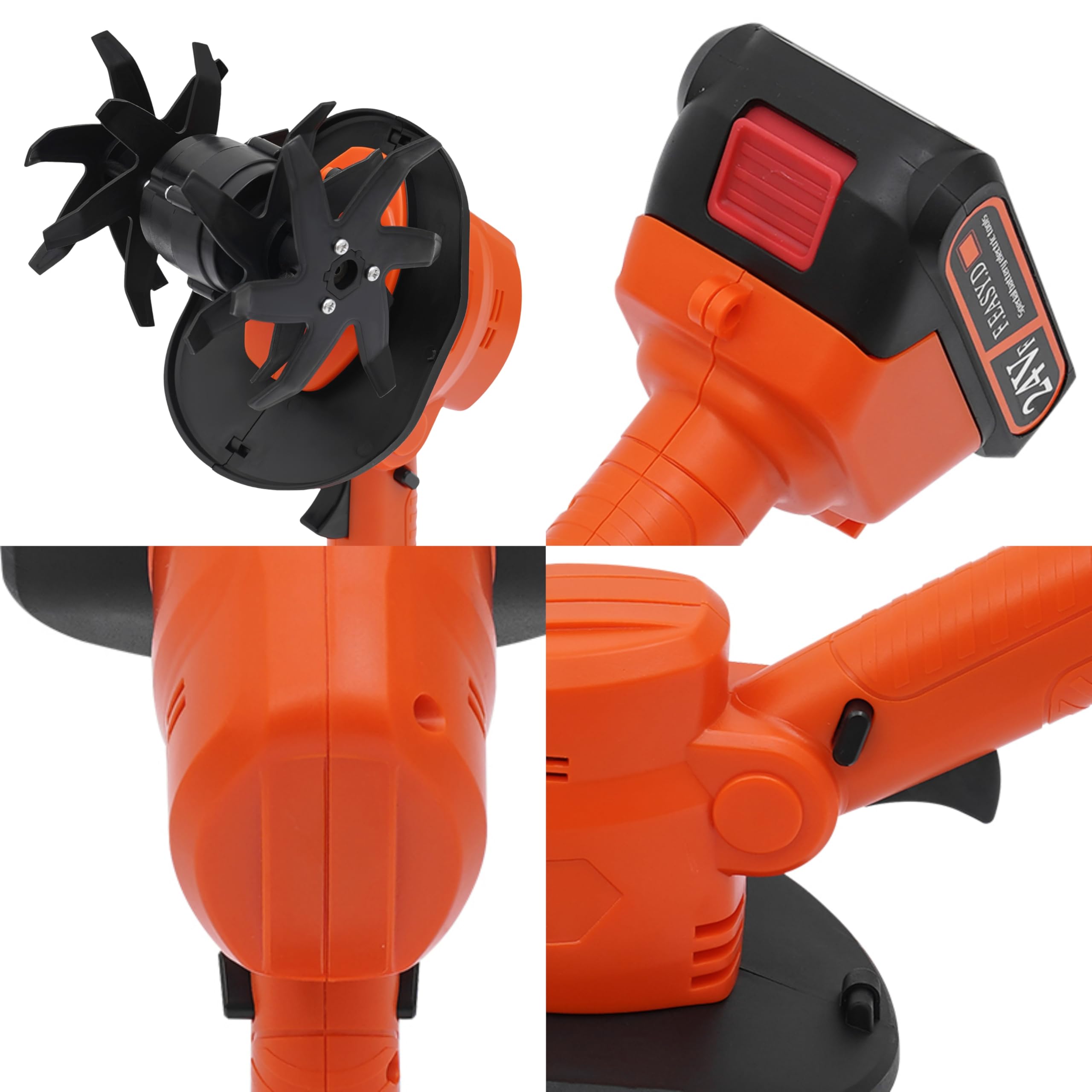 Motoazada con batería de 21 V con cuchillas de 65 Mn, 235 rpm, azada inalámbrica para jardín, con cubierta protectora, azada de jardín manual para jardines, patios, ancho de trabajo y profundidad: 10