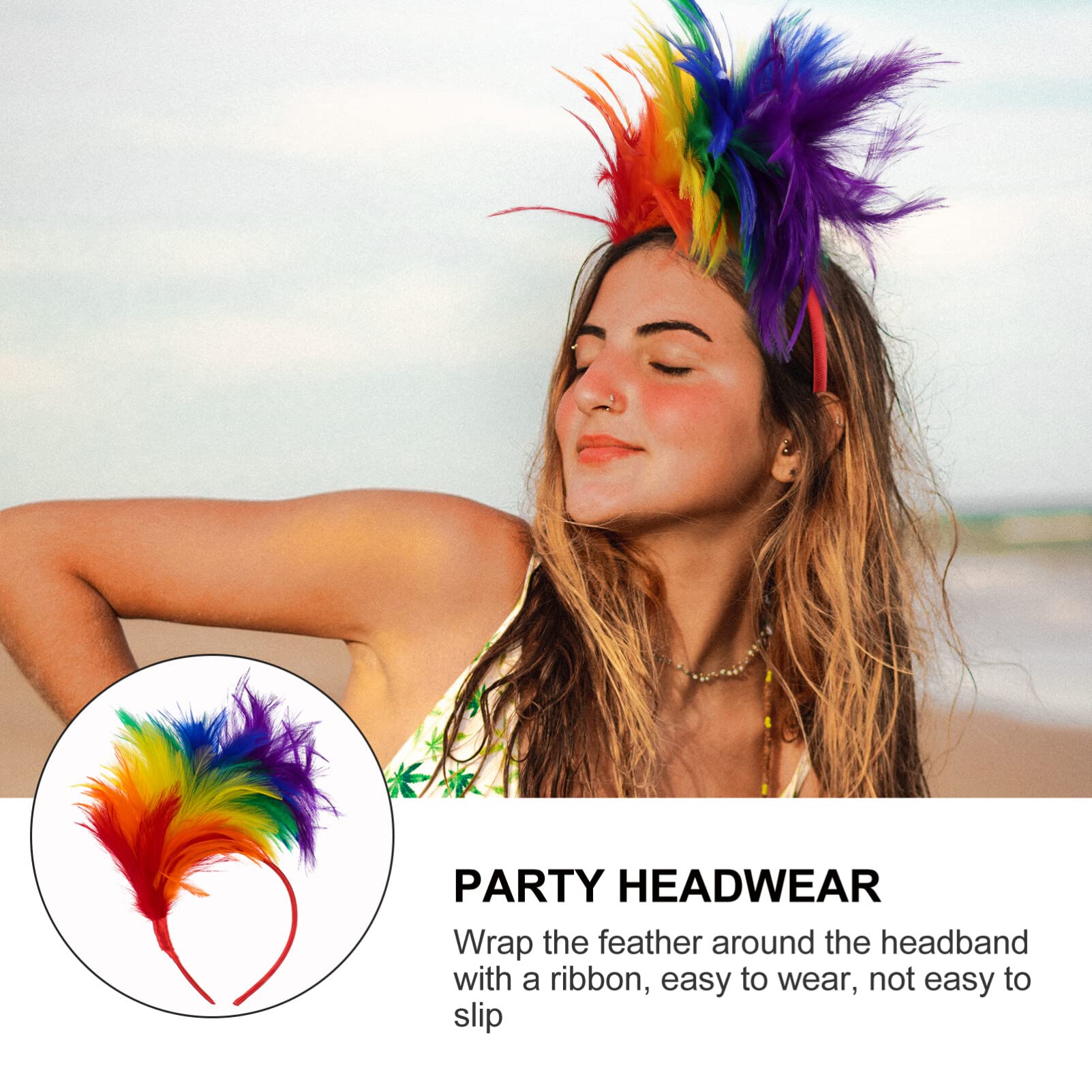 Fascinator Headband Donna in Piuma Arcobaleno, Headpiece Elegante | Party Headwear per Occasioni Speciali e Prom, Wedding Headwear Fissaggio Stabile, Oktoberfest Party