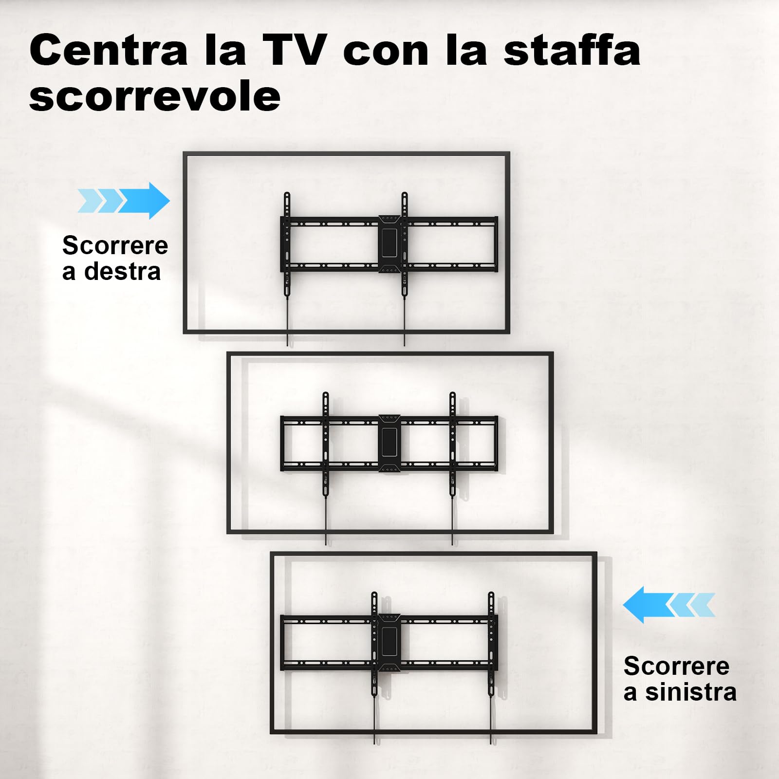 Supporto universale per TV da 43–100 pollici fisso, Supporto piatto per TV fino a 75 kg, compatibile con VESA 800 x 400, nero