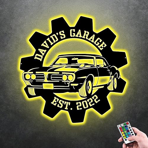 Miniatura 4 de Letrero de neón personalizado para garaje, letrero de metal con nombre de garaje personalizado, letrero iluminado para garaje, arte de pared para