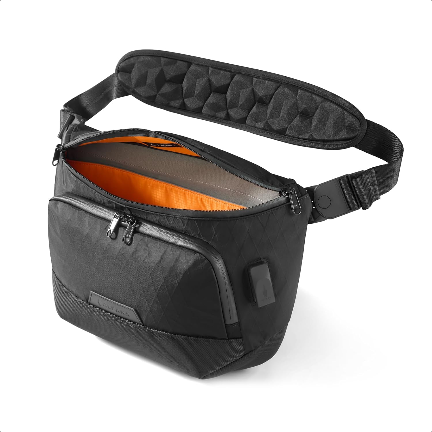 ALPAKA Bravo Sling Max, 8L RFID-Blocking Sling Laptop Bag for Men with Maglockz Buckle, Lockable Zips & External USB Port