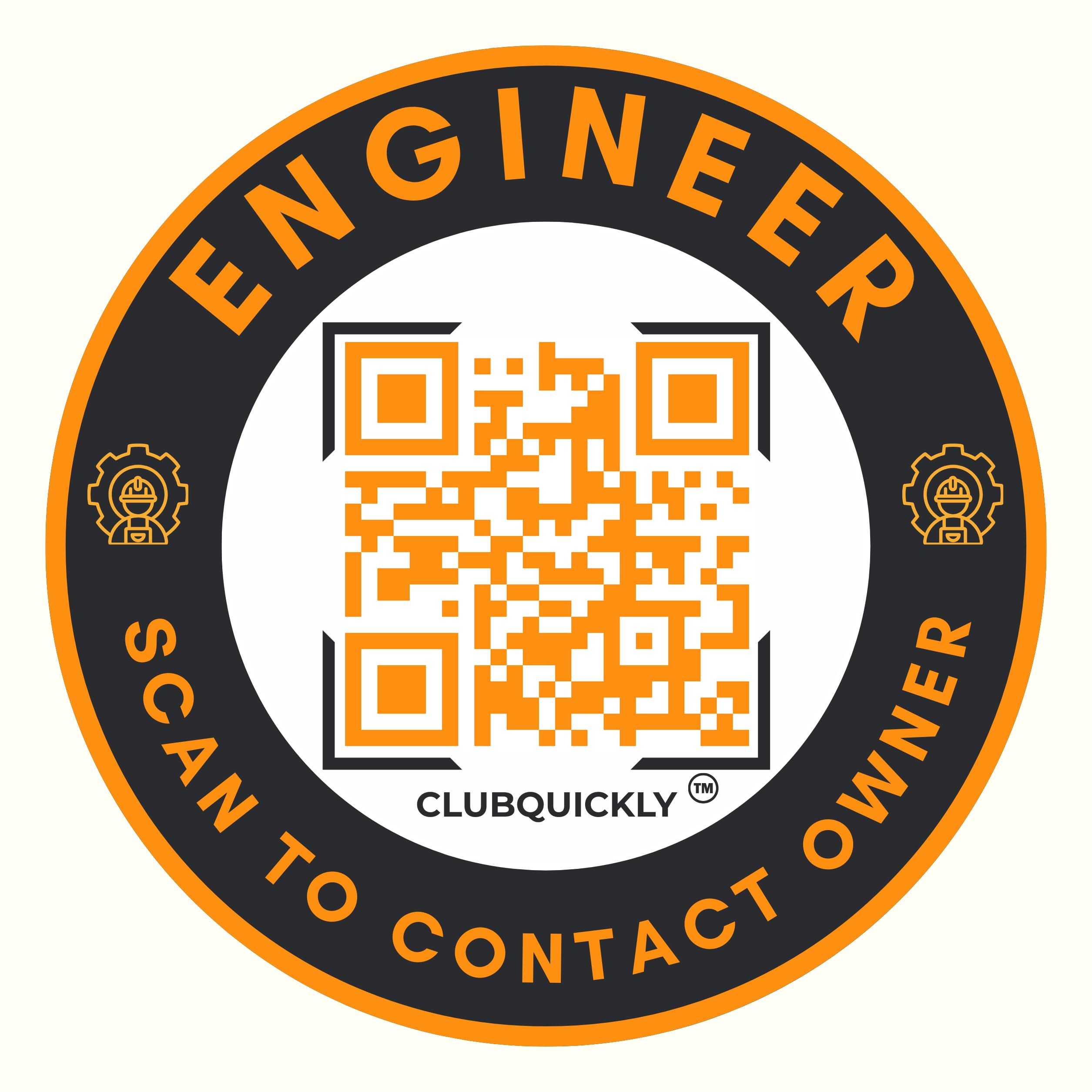 ClubQuickly Smart QR Code - Car Parking Sticker - Scan to Contact Owner - No App Needed - Useful in Parking & Emergency - Contact Without Sharing Number (Engineer)