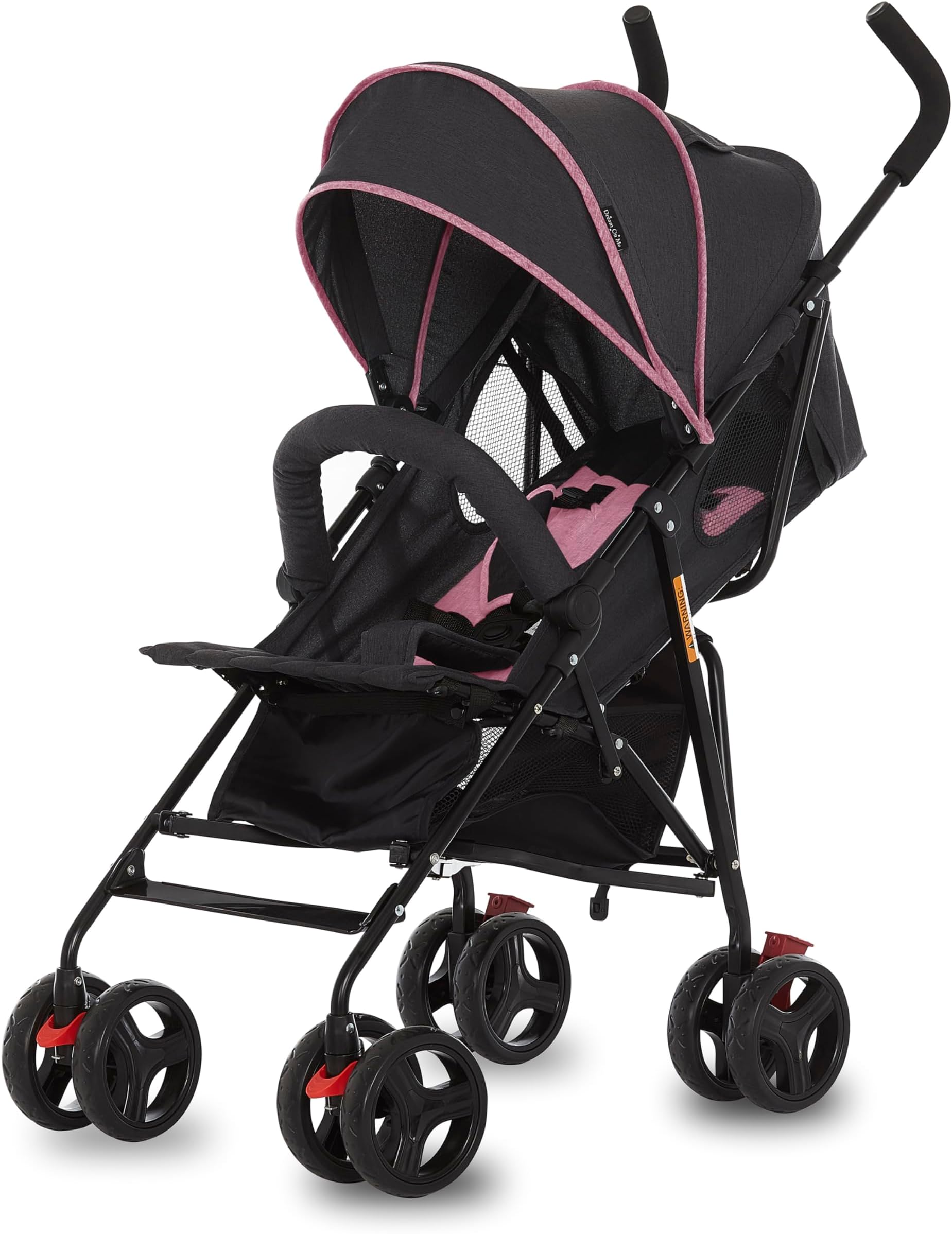Dream On Me Vista Moonwalk Baby Stroller, Lightweight Travel Umbrella Stroller with Compact Fold, Smooth Ride Wheels, Multi-Position Recline, Spacious Storage Basket with Cup Holder, Pink