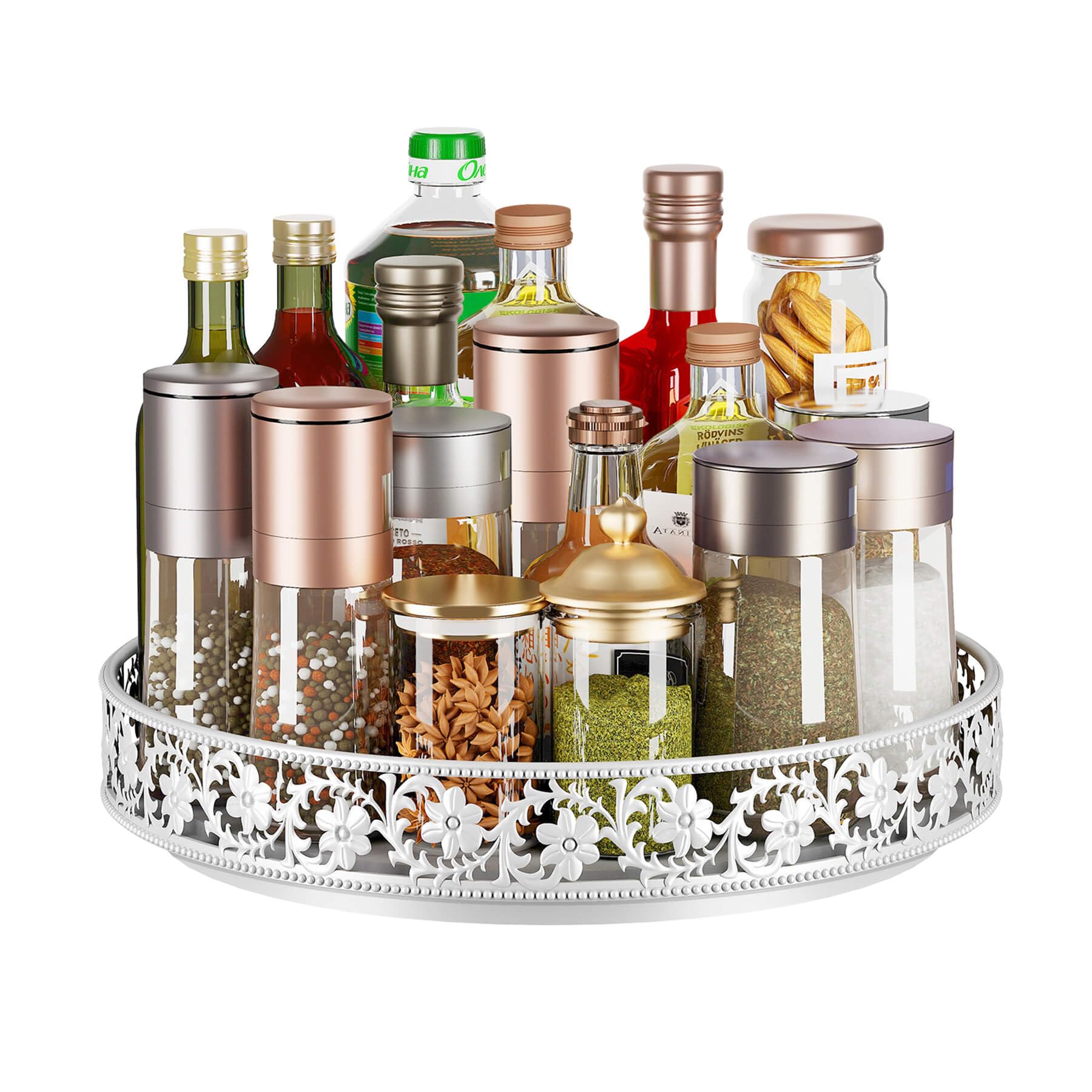 Lazy Susan Turntable Organizer, 13 inch Large Rotating Spice Rack Lazy Susan for Dining Table Top Cabinet Countertop Pantry Kitchen Cupboard Bathroom