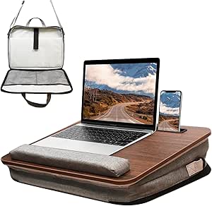 AMFIYQ Lap Desk With Cushion for Adults, Fits Up to 15.6in Laptop ...