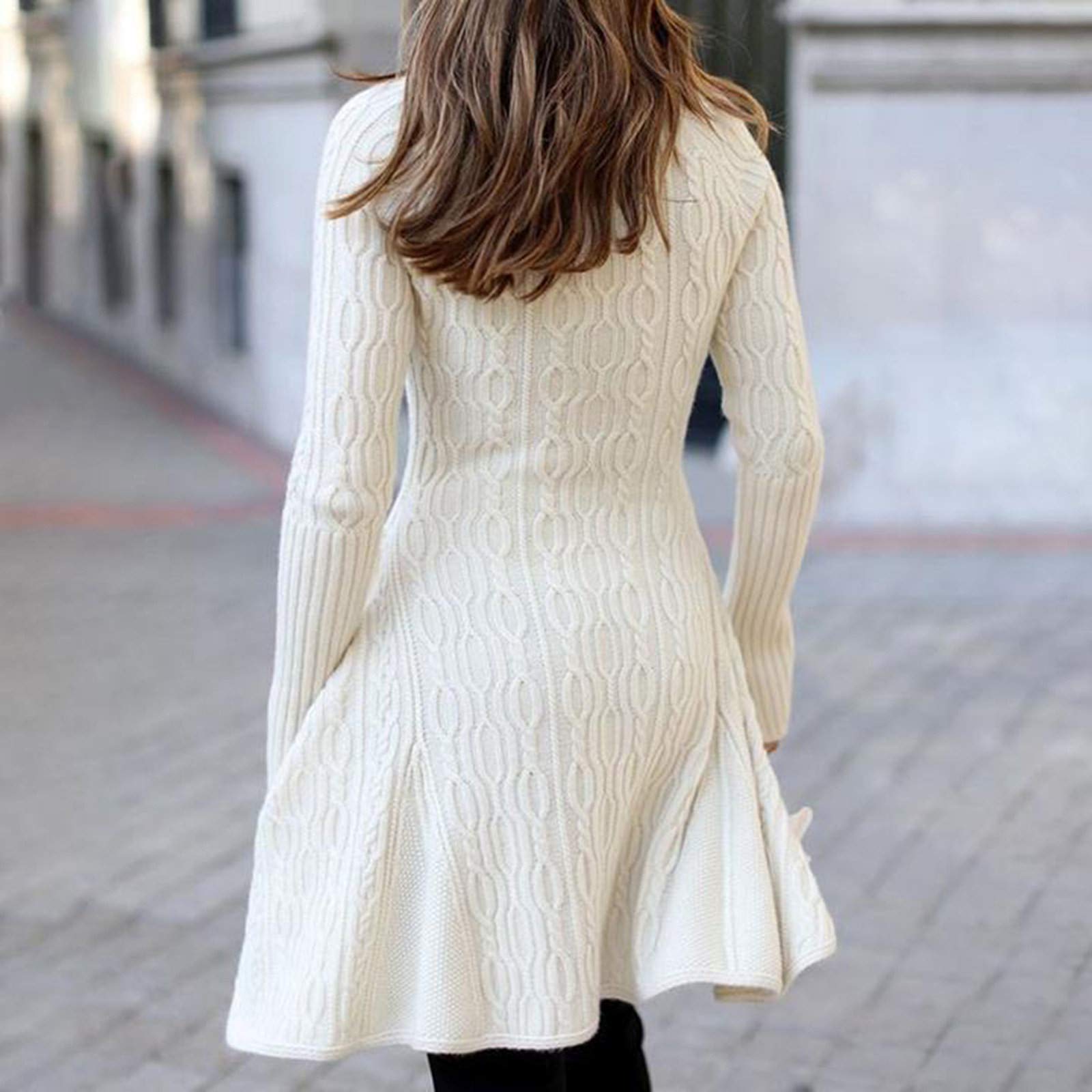 Strickkleid Damen Winter Elegant Strickpullover Kleid Warmer Lässig Strickkleider Minikleid Strick Weihnachtspullover Freizeit Schicke Strickkleider Hoodie Kleid Pullover Kleid