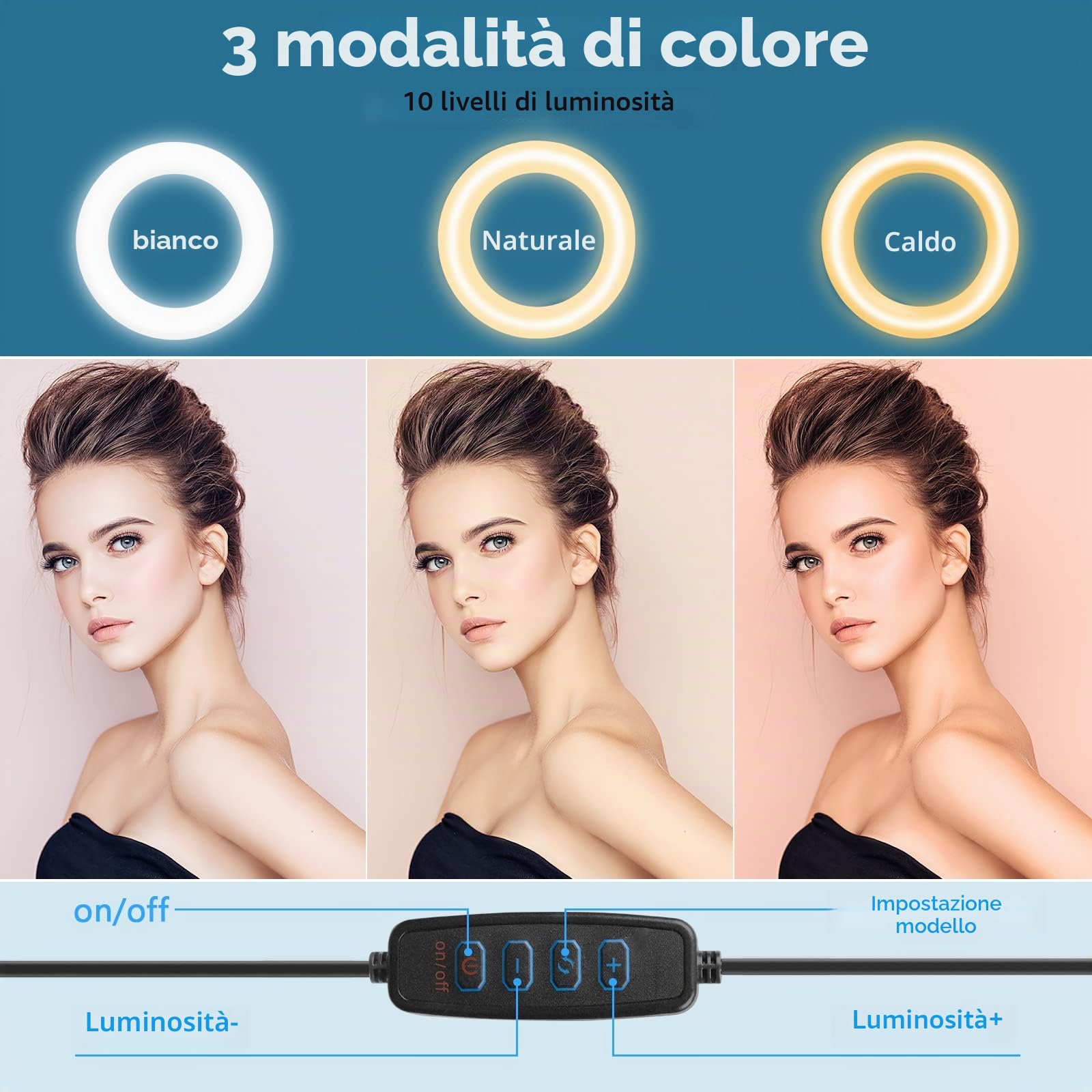 ChromLives - Supporto per telefono con luce ad anello, treppiede per registrazione video, braccio articolato flessibile, supporto per fotocamera con luce