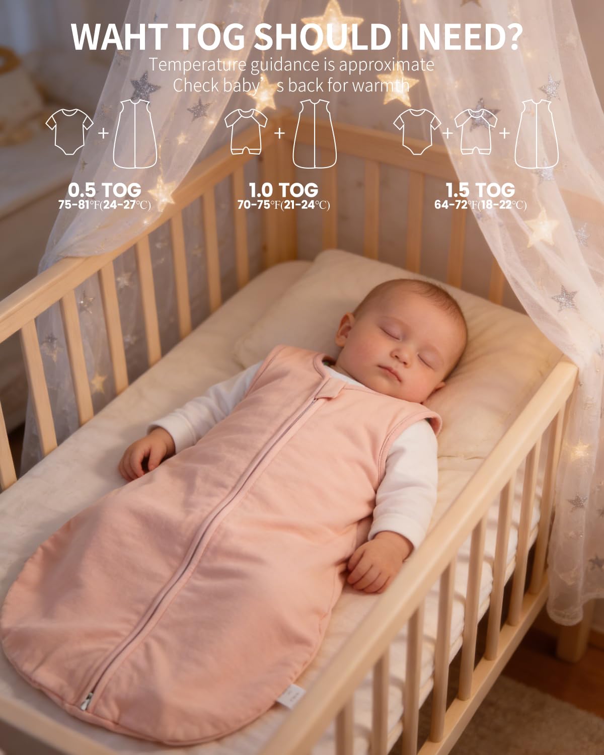 JiAmy Gigoteuse bébé Ete 0,5 1,0 1,5 Tog, Gigoteuse bebe de Coton Fille Garcon, Turbulette Ete, Chaud et Doux 0-24 Mois