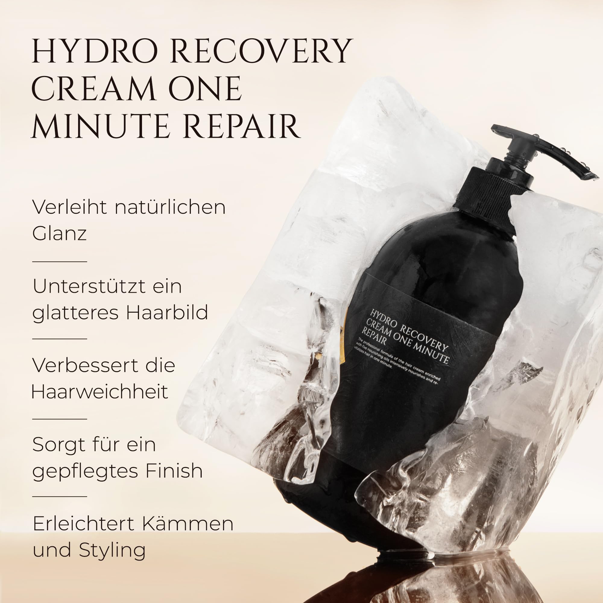 HADAT Hydro Recovery Cream One Minute Repair - Trattamento professionale per capelli secchi, danneggiati e crespi, idratante, con oli e cheratina, 500 ml