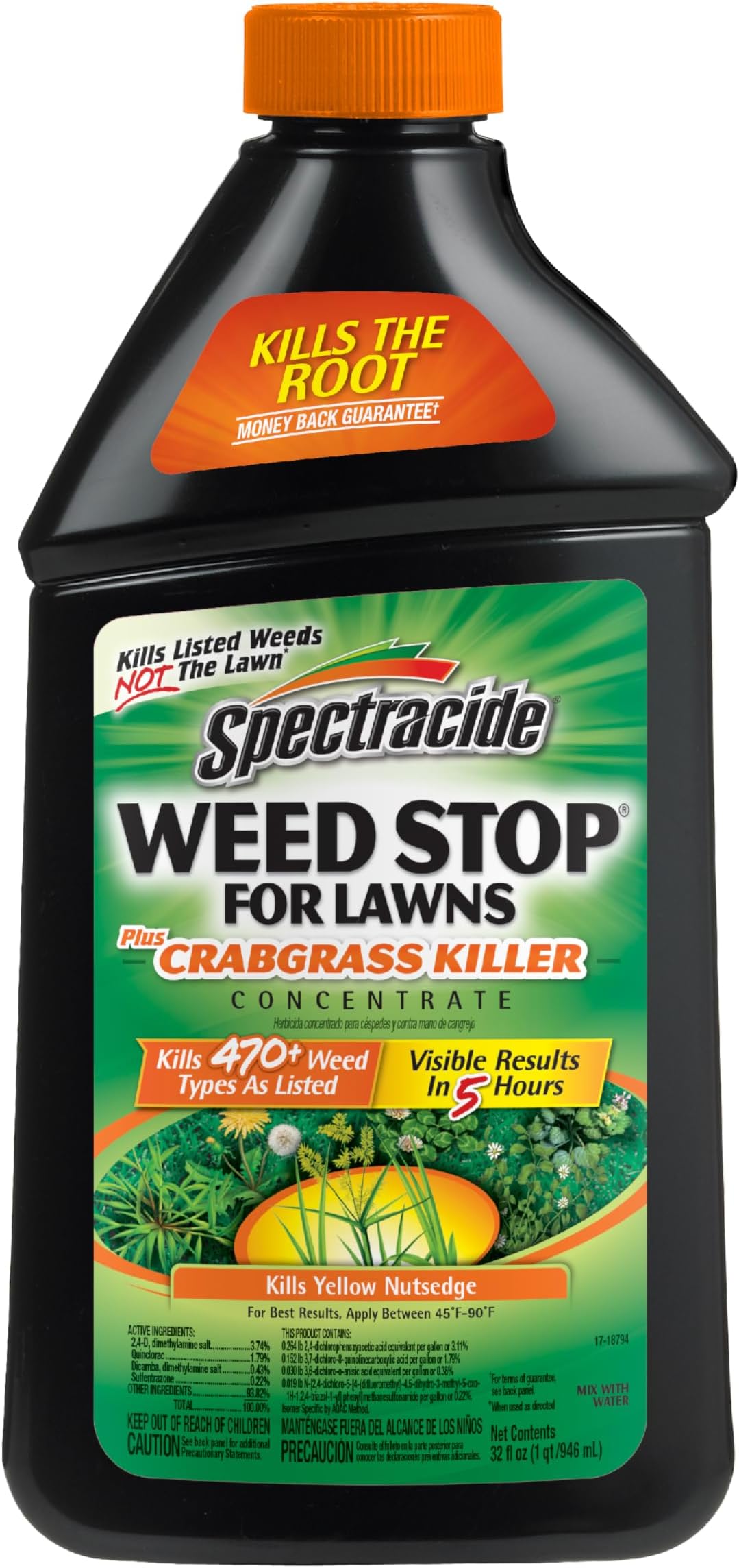 Weed Stop For Lawns Plus Crabgrass Killer Concentrate, Weed Killer, 32 Ounces