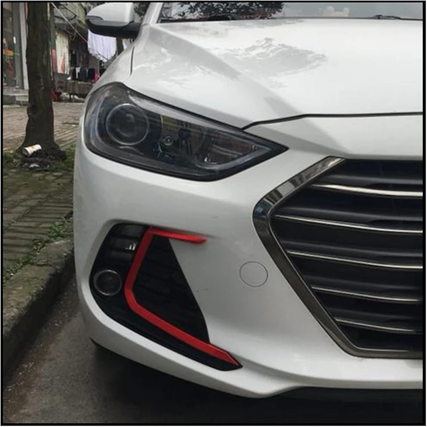 Compatible with Hyundai Elantra Avante 2016~2018 Front Bumper Fog Light Lamp Frame Cover Sticker Trim Eyebrow Lid Car Styling Accessories(Style A)