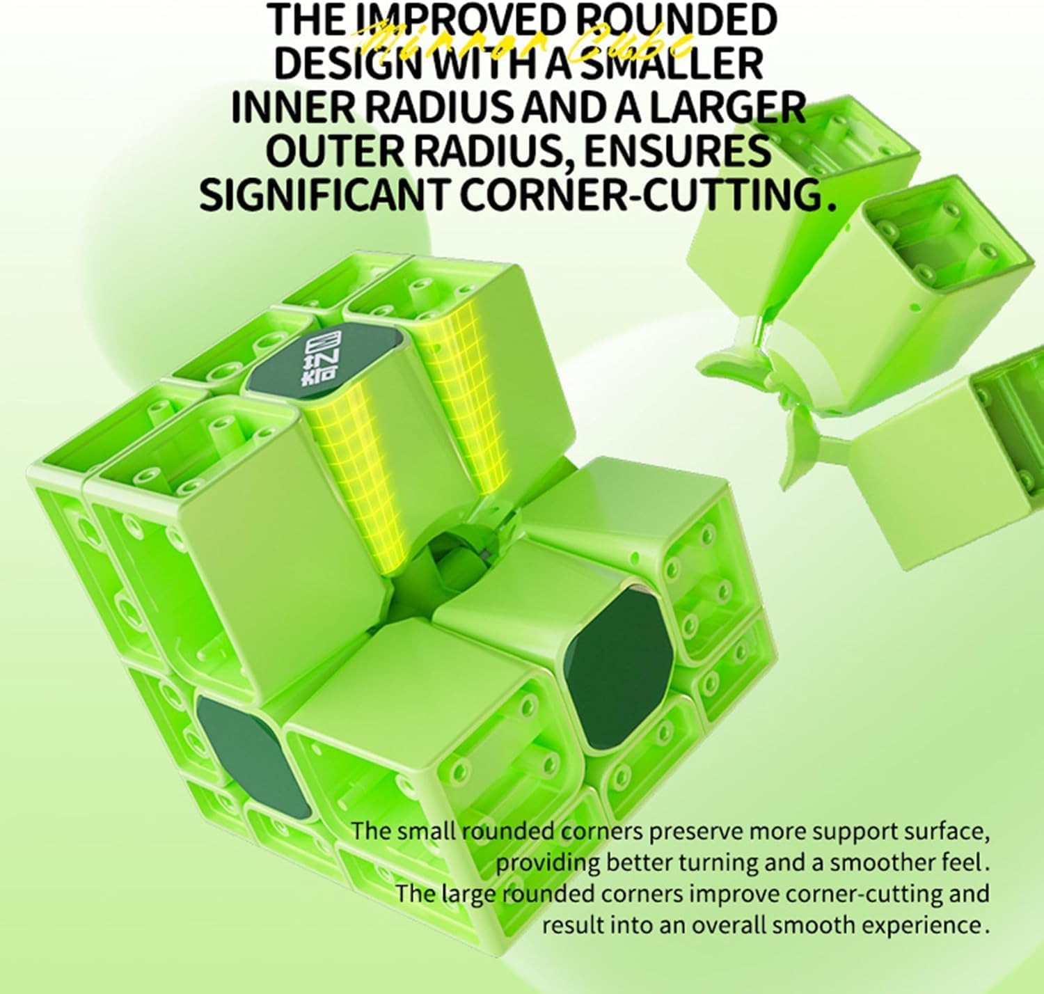 QY Toys Magnetic Mirror Cube 3x3x3, M Green, No Stickers, Magnetic Mirror Speed Cube with Enhanced Play (Magnetic Green)