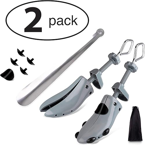 Miniatura 2 de 2 pares de estiradores de zapatos para hombre, longitud y ancho ajustables, ampliador de zapatos con forma de árbol para pies anchos, estiradores de