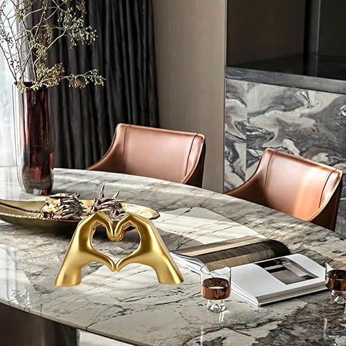 Miniatura 5 de MOYI Decoración azul fluida para sala de estar, dormitorio, estantería, mesa auxiliar, estatua de manos de corazón, decoración de estatua de dedo de