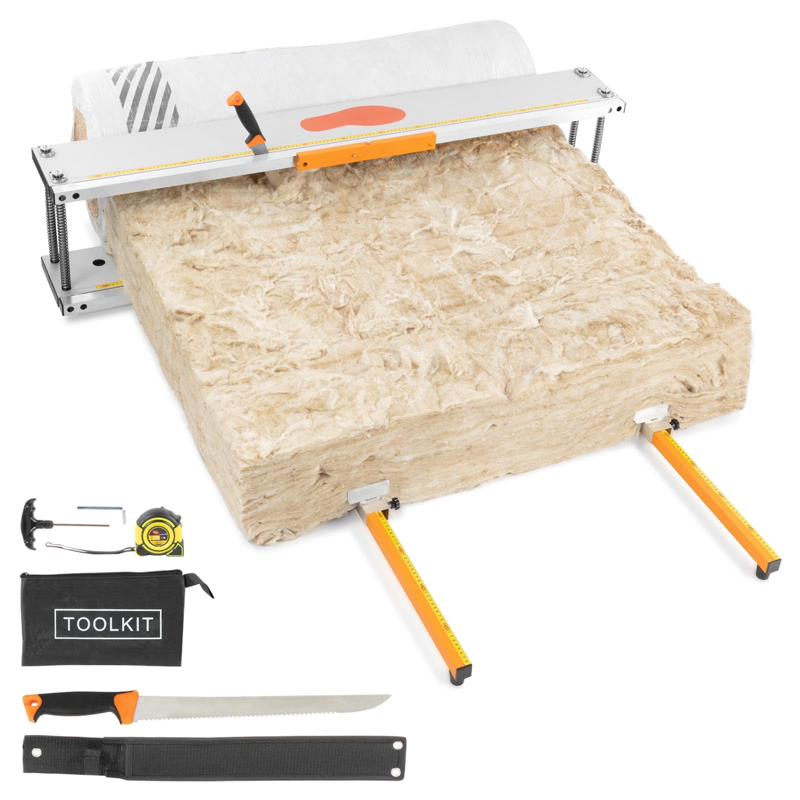 BAUTEC Dämmstoffschneider ISO-QUICKCUT + Dämmstoffmesser » optimiert für Rollenware » schneidet Glaswolle, Steinwolle, Mineralwolle, Klemmfilz