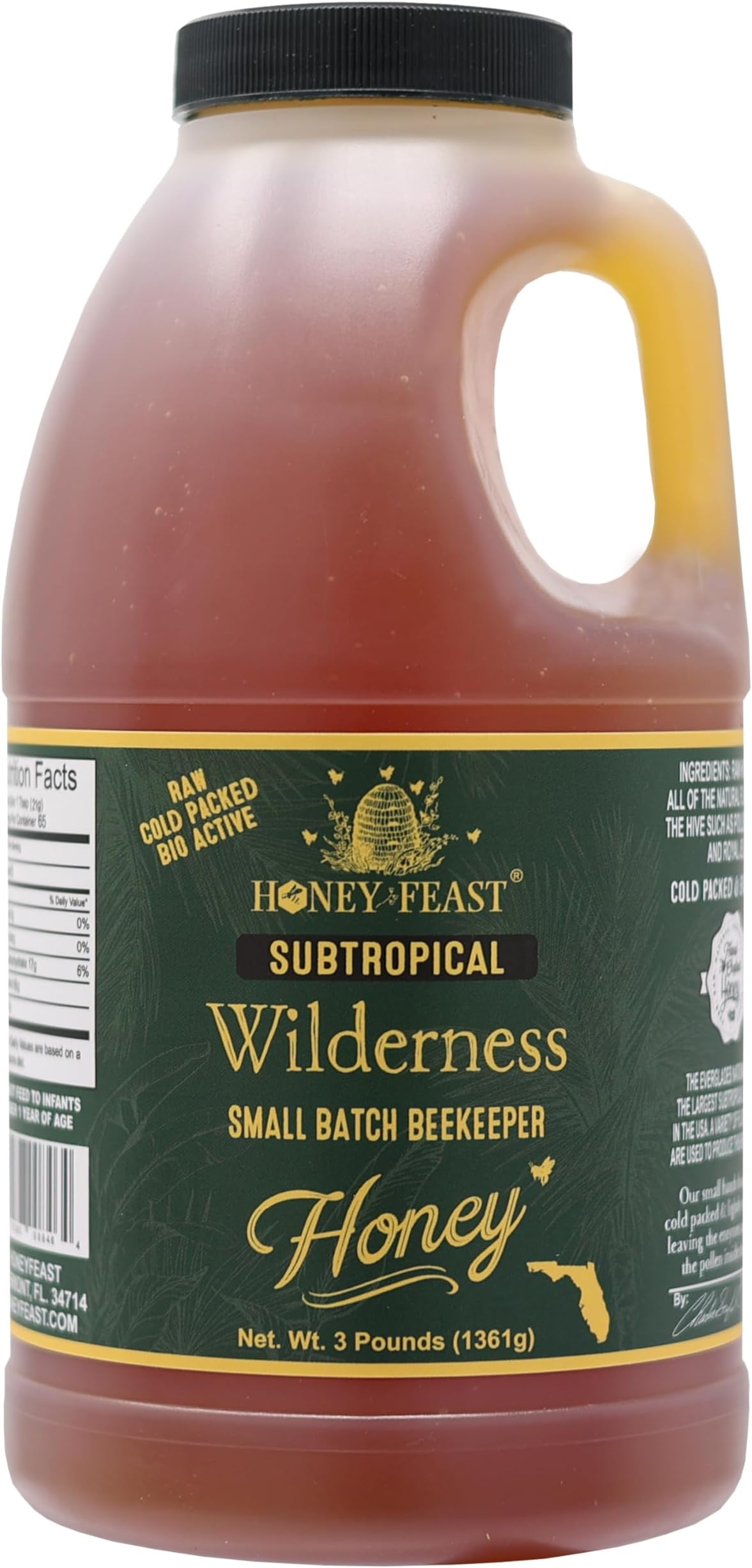 HONEY FEAST 3 Pounds Subtropical Wilderness Honey - Embrace this Raw and Unfiltered Small Batch Beekeeper Treasure